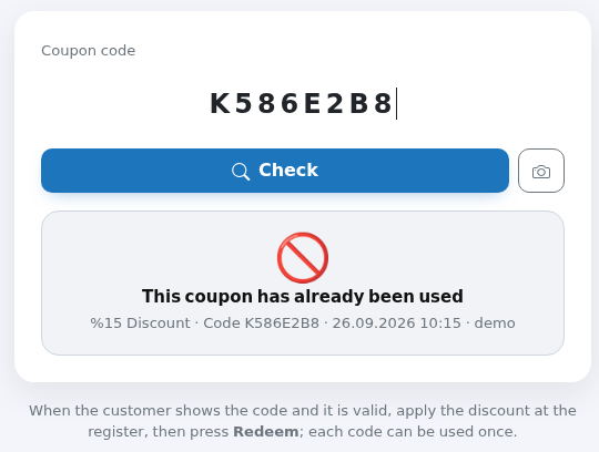 This coupon has already been used