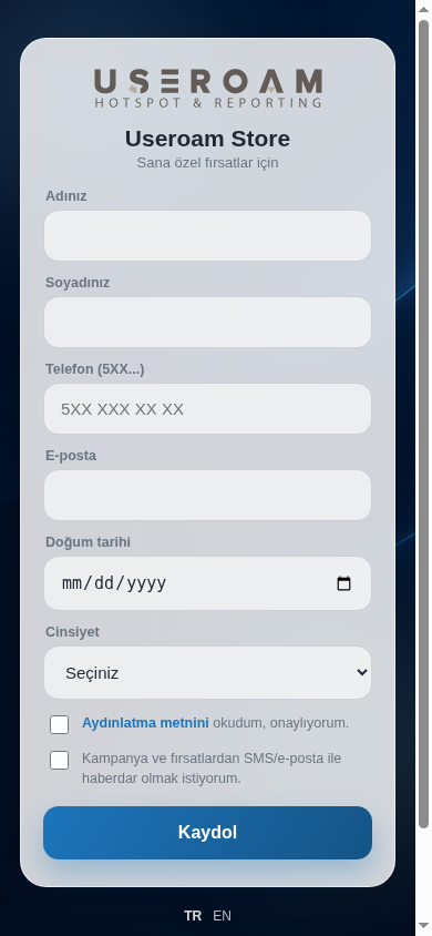 Müşteri kayıt formu