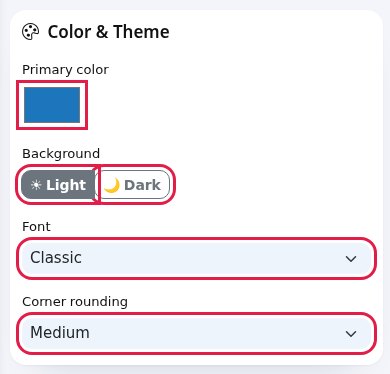 Studio Color and Theme card