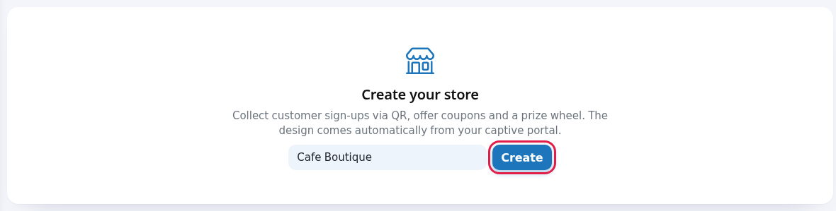 Create your store card and Create button