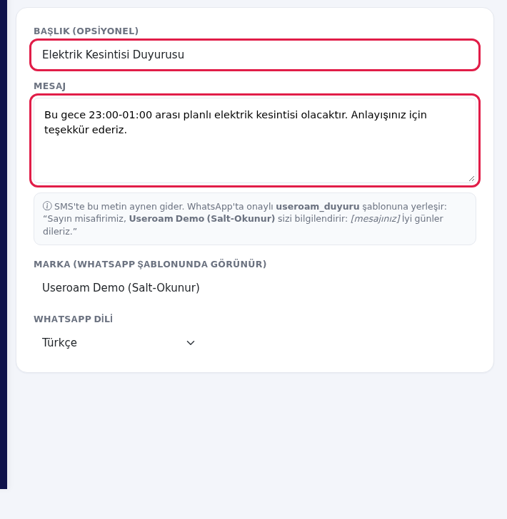 Başlık ve Mesaj kutuları