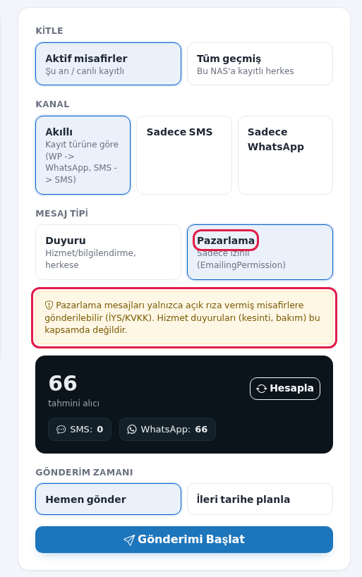 Pazarlama seçimi ve KVKK uyarısı