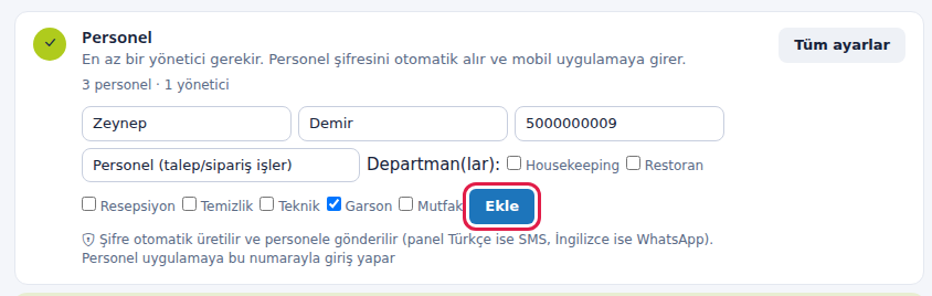 4. adım: personel ekleme formu