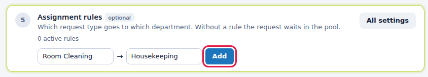 Hotel assignment rule form