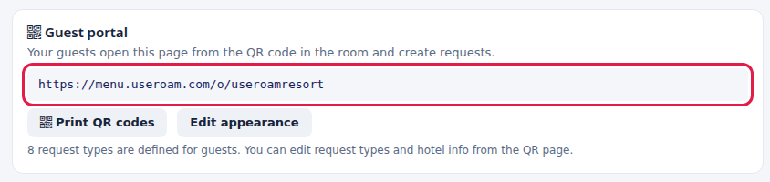 Hotel guest portal card