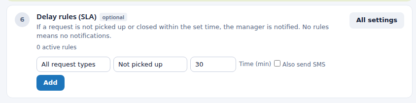 Hotel SLA rule form