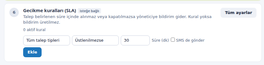 Otel SLA kuralı formu
